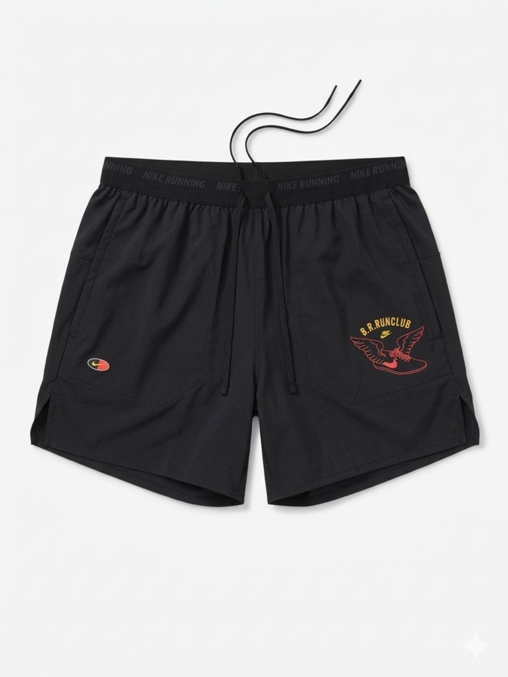 Nike Black Running Shorts with Red and Yellow B.RNClub Patch